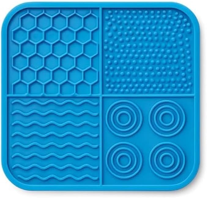 96 Pieces Pet Lick Mat Squares (20x20cm Blue - Silicone Licking Pad for Dogs & Cats – Slow Feeder Calming Treat Mat – Non-Slip)