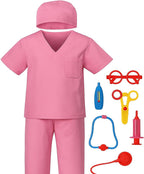 60 Pieces Doctor and Nurse Pink Scrubs Costume Set - Complete Outfits with Hat (Top – Pants – and Glasses - Perfect for Medical-Themed Parties and Halloween)
