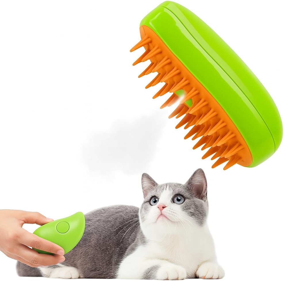 96 Pieces Cat Steam Brushes (3-in-1 Multifunctional Pet Grooming Tool - Steamer – Brush & Deodorizer - Easy Clean – Efficient Pet Hair Removal – Adjustable Temperature for All Fur Types)