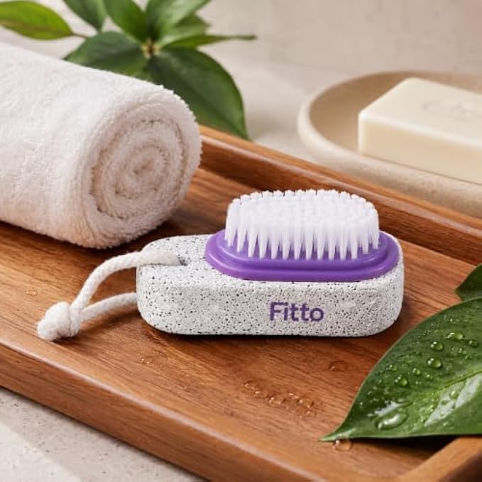 144 Pieces Foot Stones with Brush (Dual Sided Pumice Stone Foot Scrubber with Soft Bristles – Hanging Loop – White Purple)