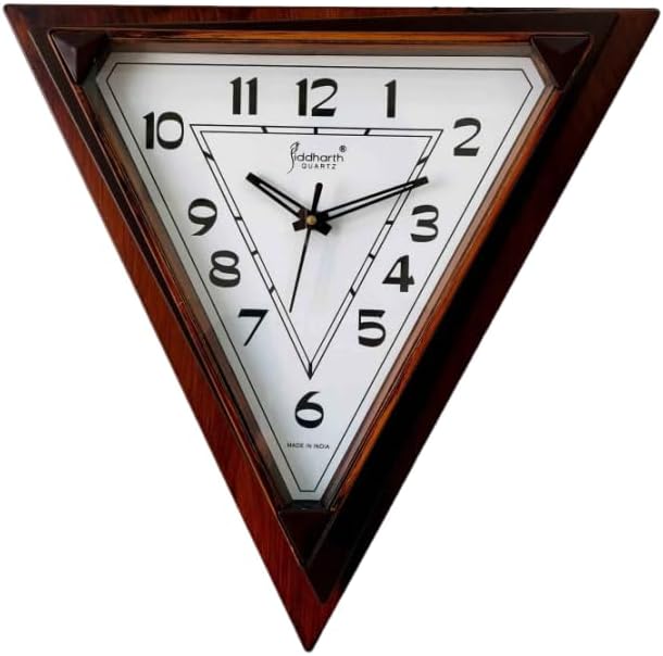 60 Pieces Triangle Shaped Wall Clock - Modern Geometrics (Silent Movement – Easy to Read – Minimalist Decor for Home and Office)