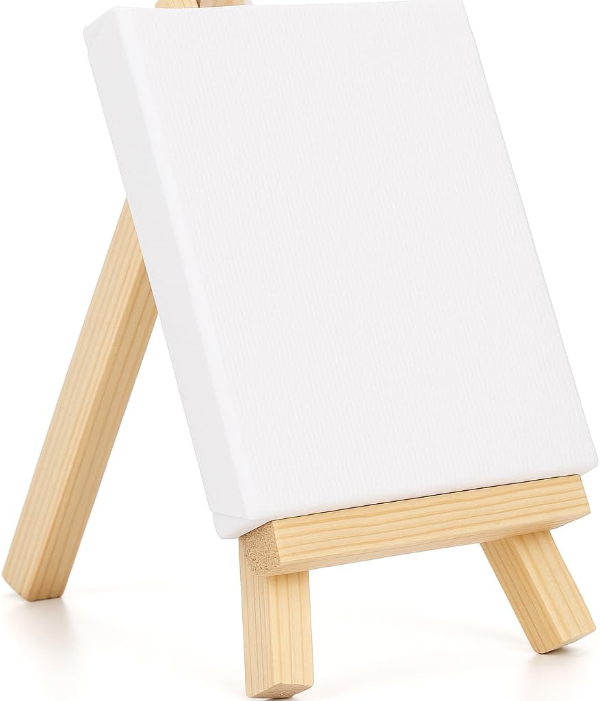 120 Pieces Mini Canvas with Stand (12cm x 8cm for Painting – Art Display – Tabletop Decoration)