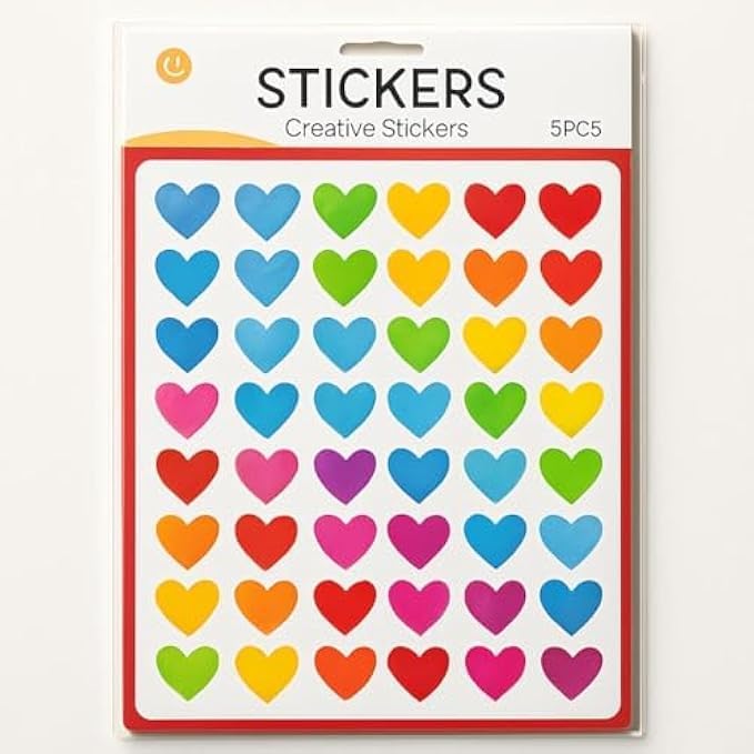 120 Pieces Heart Shaped Educational Stickers for Kids Classroom Reward Stickers for Teachers Preschool Kindergarten Learning Activities
