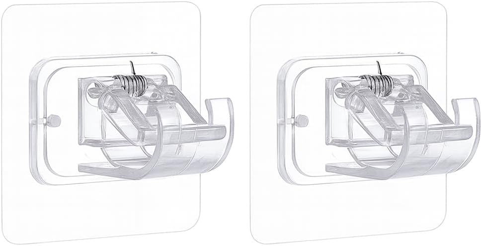 240 Pieces Nail-Free Adjustable Rod Holders (Transparent & White – PVC – 6×6 cm – Pack of 2)