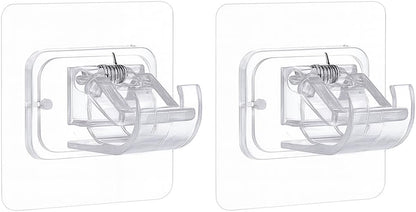 Nail-Free Adjustable Rod Holder – Transparent & White – PVC – 6×6 cm – Pack of 2
