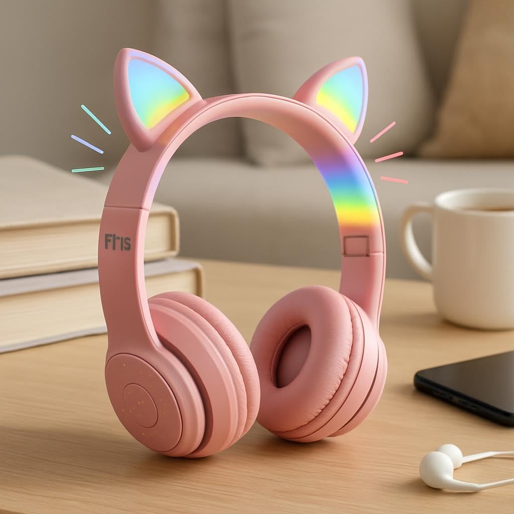 LED Kitten Kids Cat Bluetooth Headset - Rechargeable, Pink