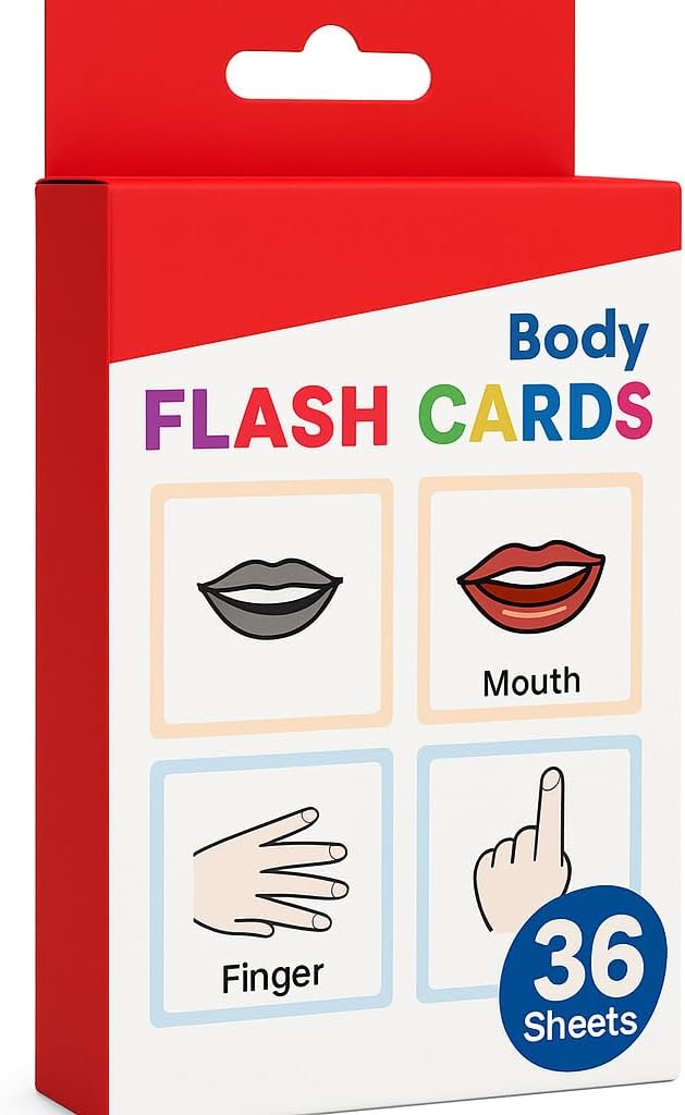 120 Pieces Body Parts Series Flash Cards (36 Sheets – 11.7x7.8cm Educational Anatomy Cards)