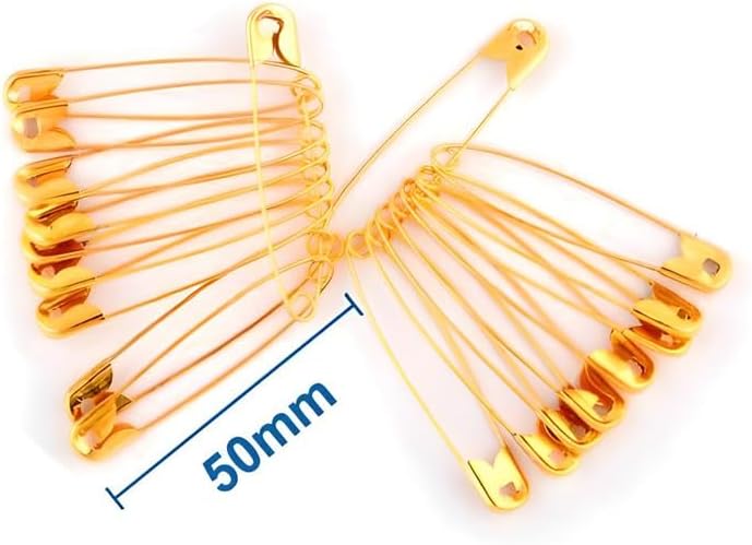 144 Pieces 20 Pieces Brass Safety Pins (50mm - Durable Fastening Pins for Clothing & Crafts)