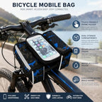 96 Pieces Bicycle Handlebar Phone Bags with Touch-Friendly Window (Water-Resistant Cycling Storage Pouch with Side Compartments and Adjustable Straps – Blue and Black)