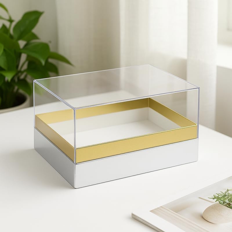 Transparent Acrylic Rectangular Box 18x13.5x10cm White for Storage and Display