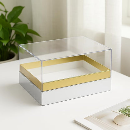 Transparent Acrylic Rectangular Box 18x13.5x10cm White for Storage and Display