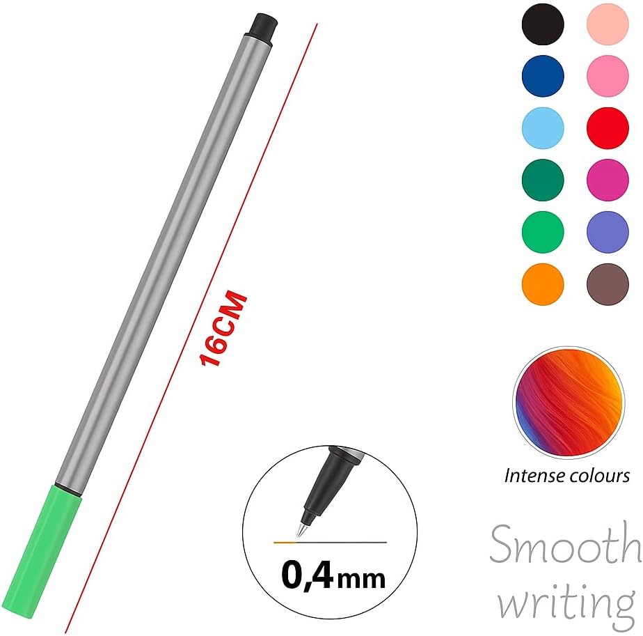 96 Pieces 12 Pieces (0.4mm Markers 16cm Assorted Colors for Crafts – Art & Office)