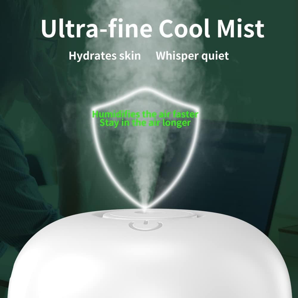 60 Pieces Mist Humidifiers (Bedroom – Cute Water Drops – Light Effects – Air Diffuser – For Baby Home Office – White)