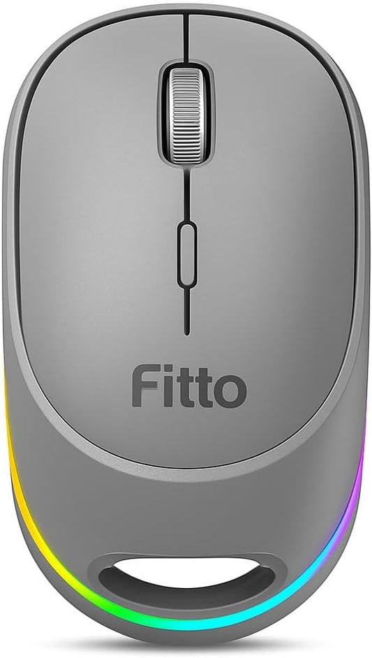 Rechargeable Wireless Mouse with Rainbow Backlight - Grey