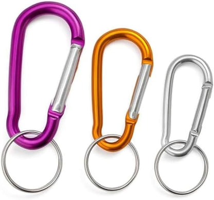 Carabiner Keychain with Split Ring Pack of 3 – Aluminum Snap Hook Key Rings for Keys, Bags, Backpacks, Travel & Outdoor Accessories