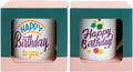 96 Pieces Ceramic Mugs with Black Border and Cap Design - Happy Birthday Print
