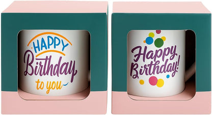 Ceramic Mug with Black Border and Cap Design - Happy Birthday Print
