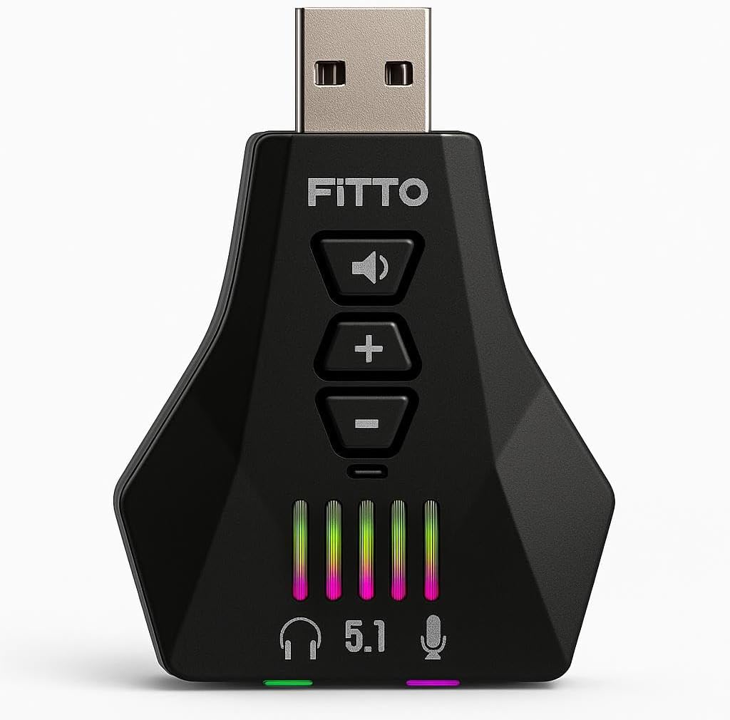 USB 2.0 Sound Card 3D Audio Adapter 3.5mm for PC and Laptop