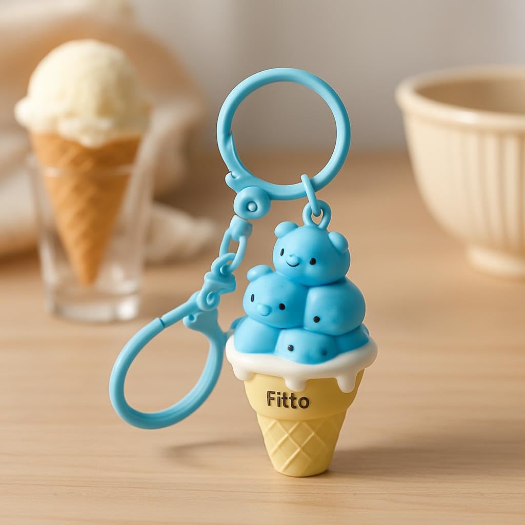 96 Pieces Creative Ice Cream Keychain - PVC & Rubbers (Blue)