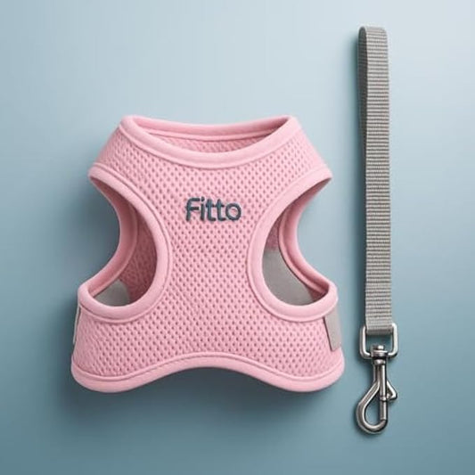 Dog & Cat Harness and Lead Set L 23x20cm Adjustable Soft Breathable No-Pull Reflective Pet Harness Leash for Small Medium Dogs Puppies Cats