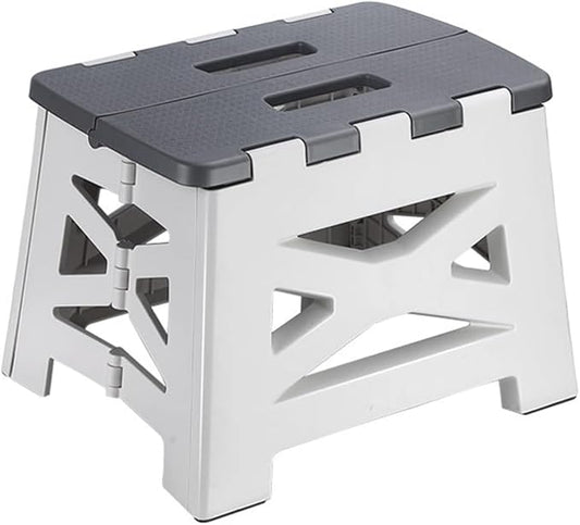 FITTO Folding Step Stool for Children & Adults - Lightweight, Multifunctional Plastic Design in Grey, Durable and Portable for Home, Kitchen, and Outdoor Use