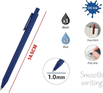 2 Pieces 1.0mm Smooth Ball Point Pens, 14.5cm, Assorted Colors