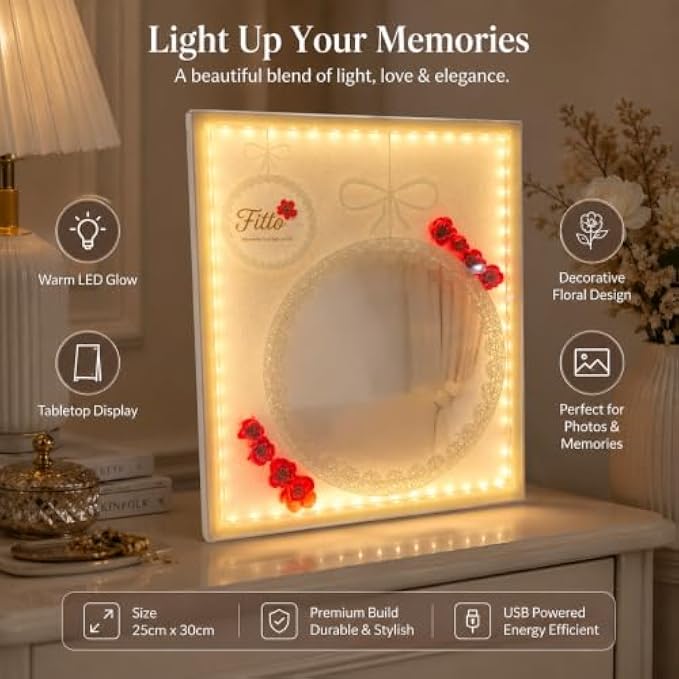 72 Pieces LED Photo Frames with Warm Ambient Lights (Decorative Tabletop Picture Frame for Wedding – Anniversary and Home Display – White)