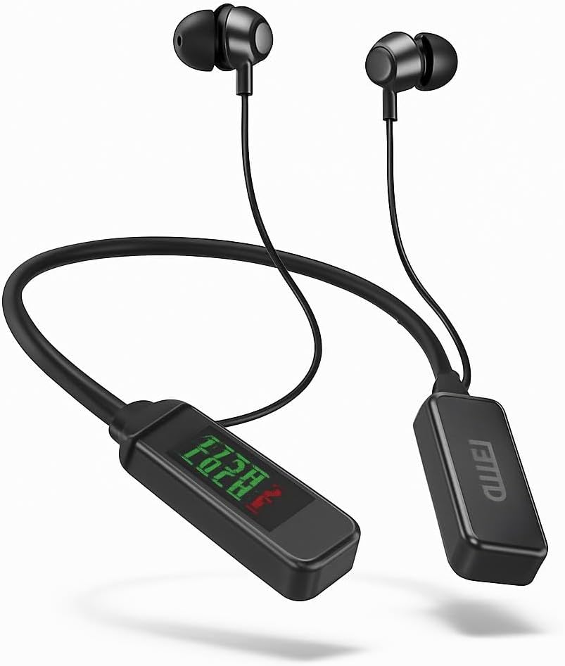 Wireless Neckband Bluetooth Headphones with Display, Black