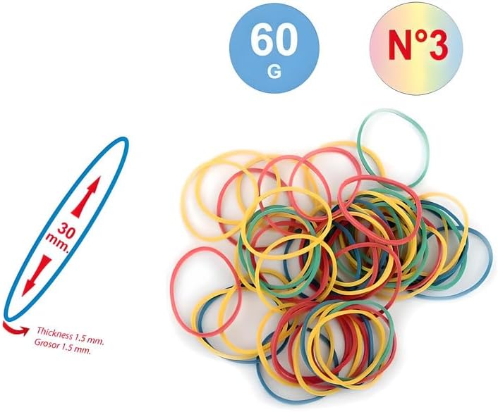 120 Pieces Elastic Rubber Bands (60g – 30mm Assorted Colors for School – Office & Home)
