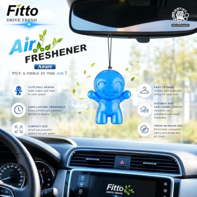 120 Pieces Smiling Doll Car Air Fresheners (Blue Hanging Fragrance Ornament with String for Rearview Mirror – Car – Home and Office)