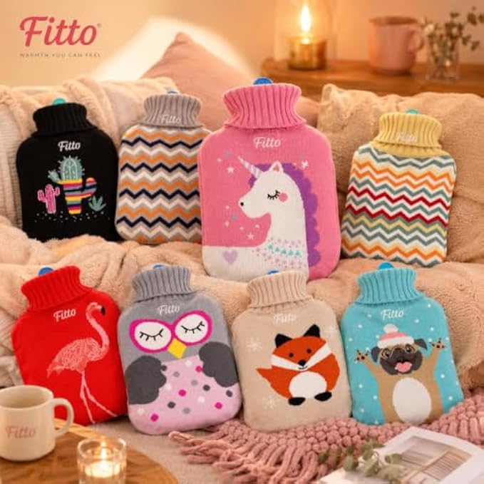 96 Pieces 2L Hot Water Bags with Yellow Zigzag Knitted Cover (Reusable Warm Water Bottle with Leak-Resistant Stopper for Bed and Sofa)