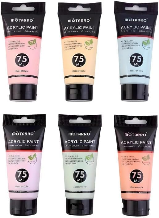 72 Pieces 6 Pieces (75ml Acrylic Paint Set with 6 Vibrant Colors for Art & DIY Projects)