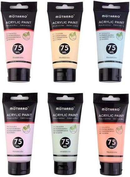 6 Pieces 75ml Acrylic Paint Set with 6 Vibrant Colors for Art & DIY Projects