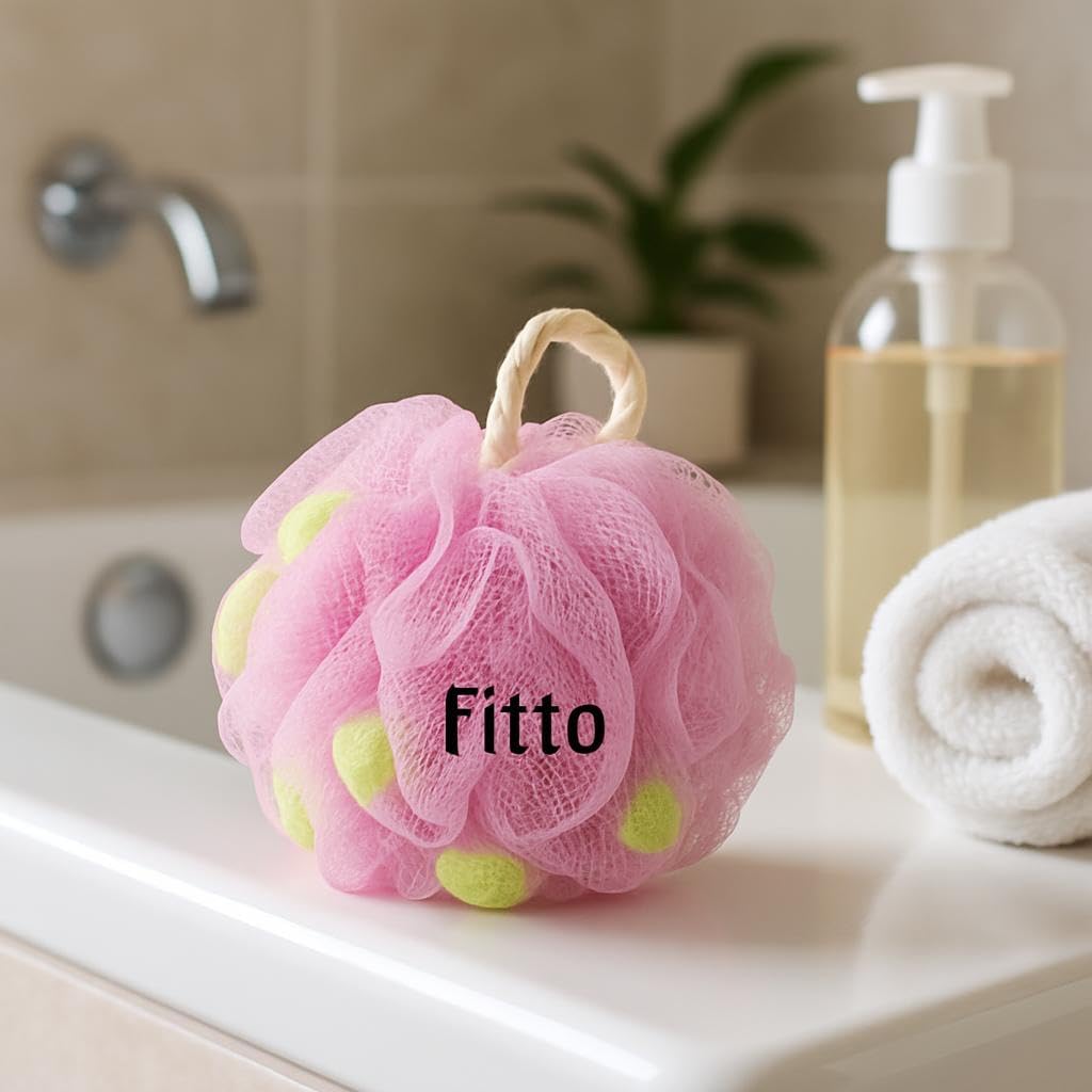 144 Pieces Bath Sponge Round Loofah - Body Wash Puff & Scrubber in Assorted Colors