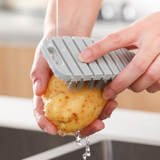 Ergonomic Fruit and Vegetable Brush - White and Grey