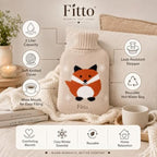96 Pieces 2 Liter Hot Water Bags with Soft Fox Knitted Cover (Wide Mouth – Leak-Resistant Stopper – Reusable Warm Water Bottle – Off White)