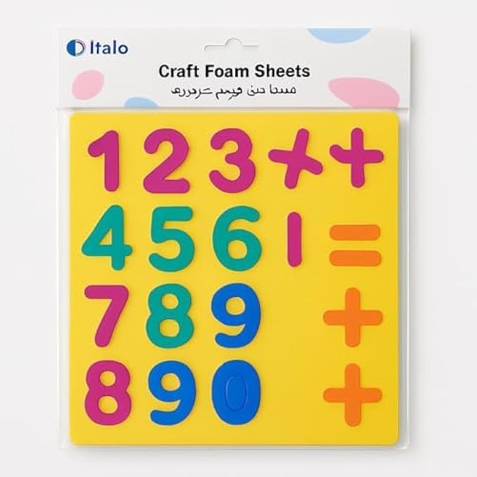 Craft Foam Number Sheets - Foam Number Shapes for Kids Crafts DIY School Counting Scrapbooking Preschool Learning