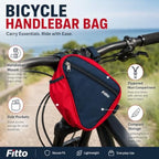 96 Pieces Bicycle Handlebar Bags with Zippered Main Compartment (Side Pockets and Secure Strap Mount – Compact Lightweight Bike Storage Pouch for Cycling – Red and Navy Blue)
