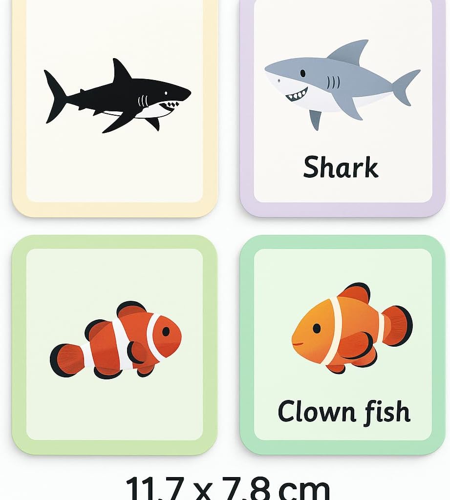 120 Pieces Ocean Series Flash Cards 36 Sheets (11.7x7.8cm – Educational Marine Life Activity Cards)