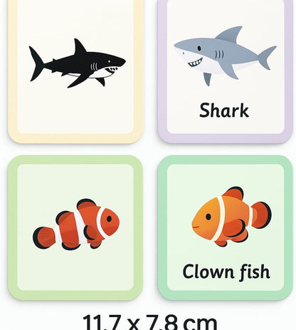 Ocean Series Flash Cards 36 Sheets, 11.7x7.8cm, Educational Marine Life Activity Cards
