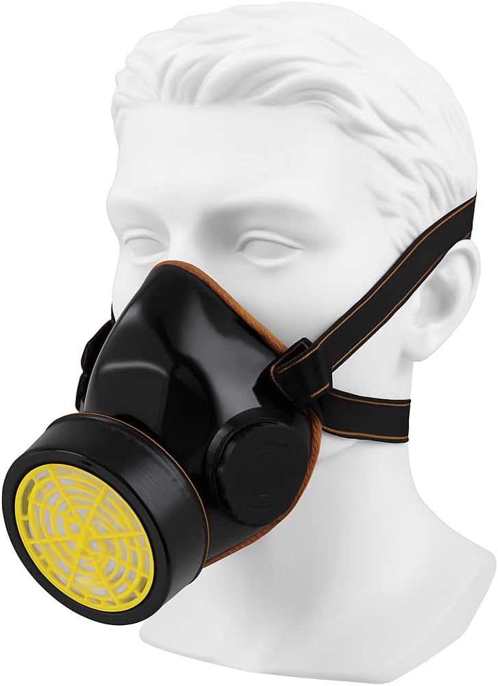 120 Pieces Chemical Respirator Masks with Single Cartridge (1-Way Protection | Industrial Gas Mask for Dust – and Vapors | Adjustable – Lightweight – and Durable Face Shield for Safe Breathing)