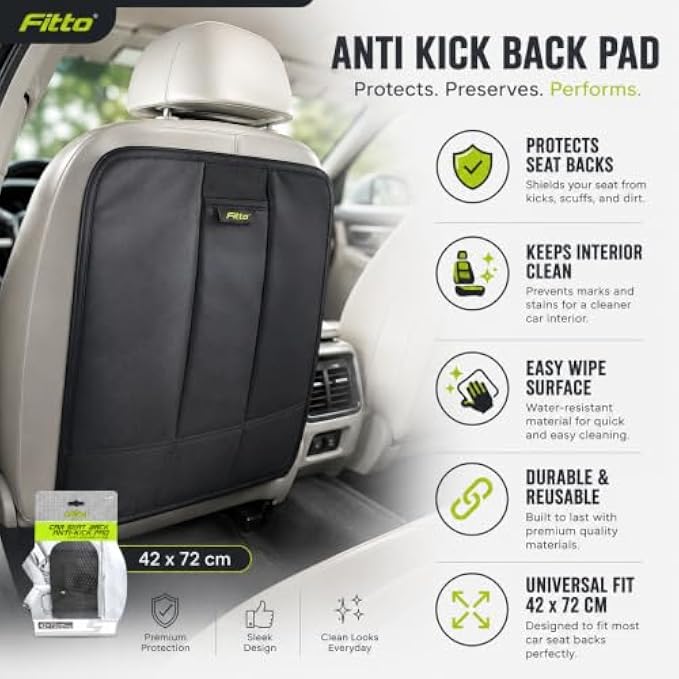 96 Pieces Anti-Kick Car Seat Back Protectors (42 x 72 cm – Full-Coverage Backseat Mat with Storage Pocket for Cars and SUVs – Black)
