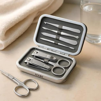 Manicure Set Stainless Steel Nail Kit with Cuticle Nipper, Nail Clippers, Scissors, Tweezers & File for Home Travel