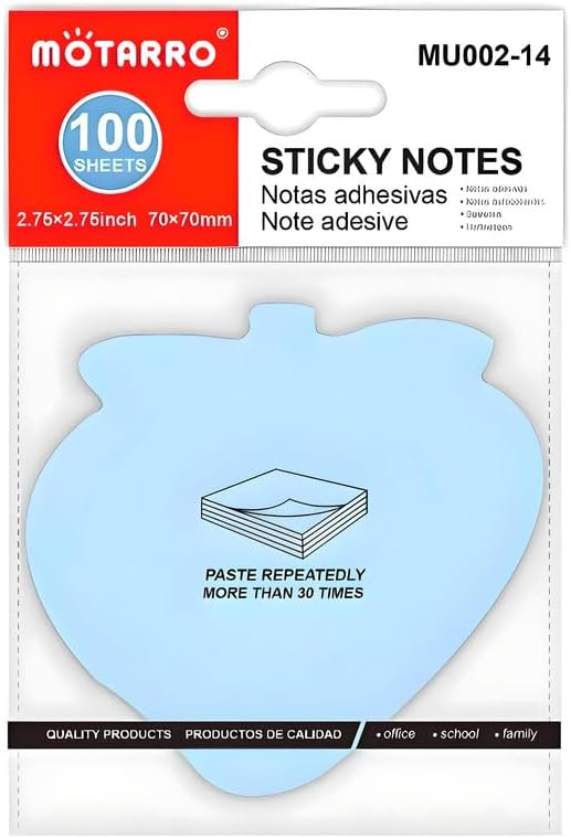 240 Pieces Sticky Notes 100 Sheets (76mm x 76mm Multi Color Strawberry Shape for Office and School)