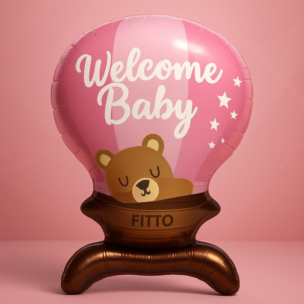 Pink Foil Balloon Welcome Baby 56x90CM for Baby Showers and Nursery Decor