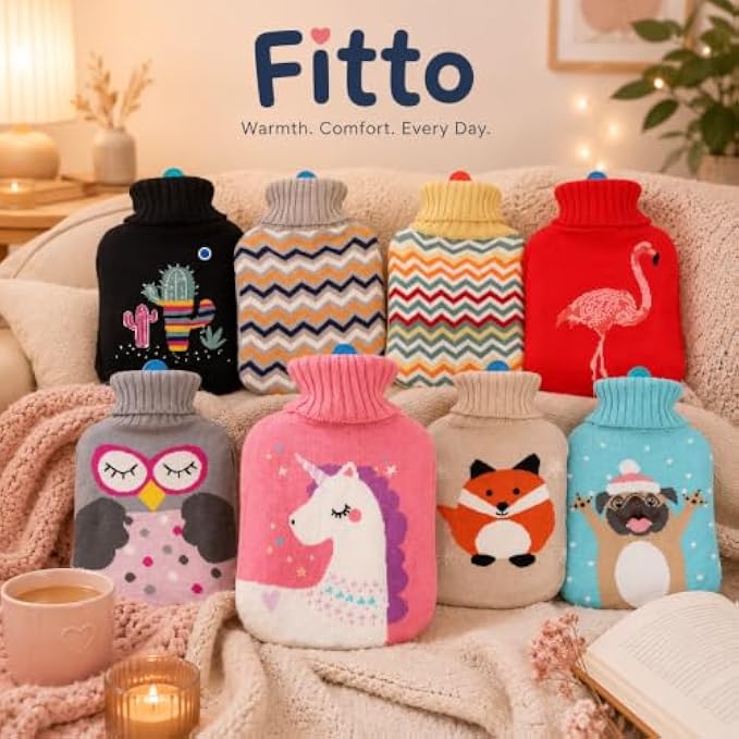 96 Pieces 2L Hot Water Bags with Pink Unicorn Knitted Cover (Reusable Warm Water Bottle with Leak-Resistant Stopper for Cozy Comfort)