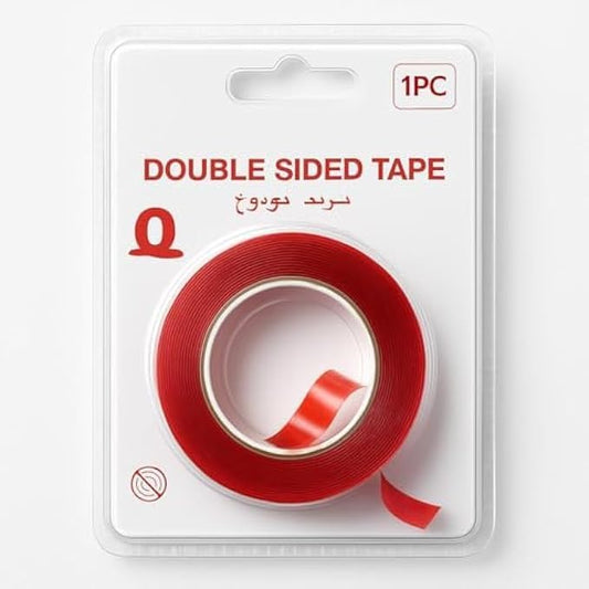 Double Sided Tape Roll - Clear Strong Adhesive Mounting Tape, Multi-Purpose Invisible Double-Sided Adhesive, 1 Pack