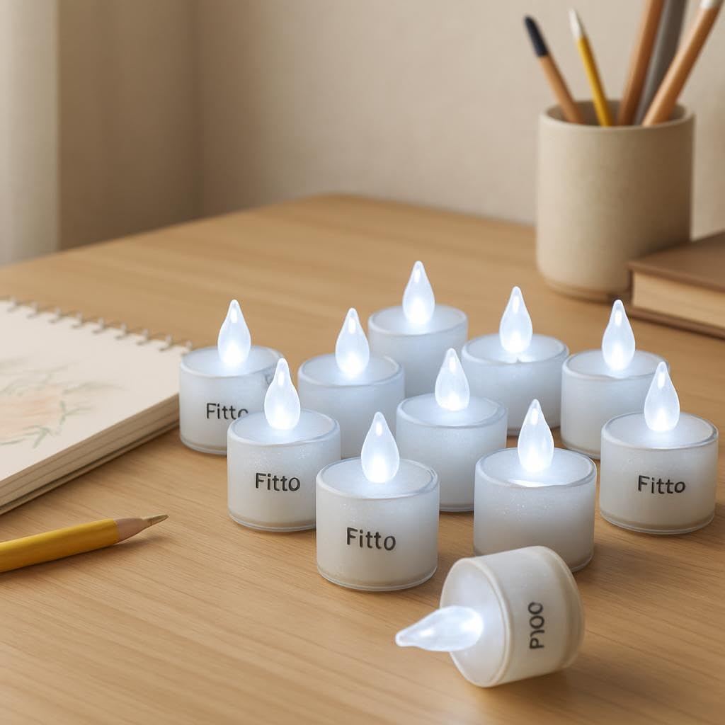 12 Pcs Flameless Tea Light Candles Battery Operated Cool White LED Decorative Safety Candles for Home, Wedding, Events