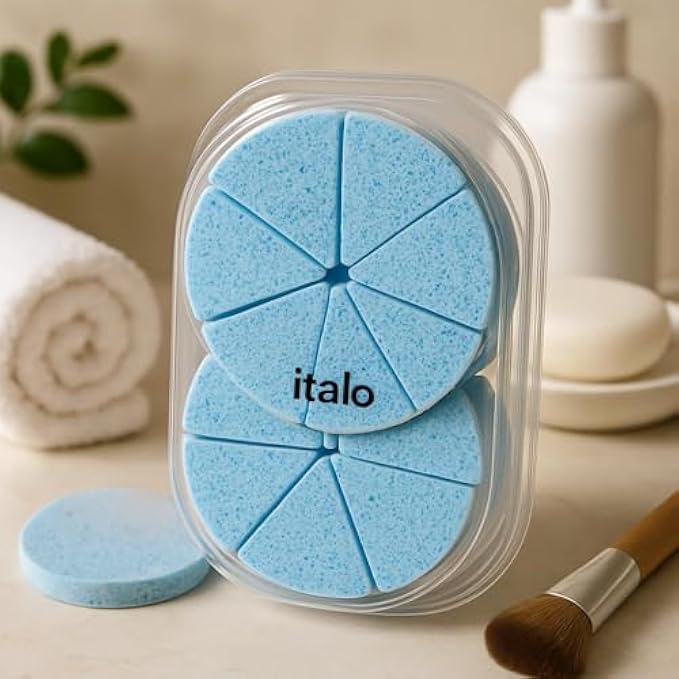 120 Pieces Facial Cleansing Sponge Blue Pack of 6 - Soft Reusable Face Sponges for Makeup Removal (Daily Cleansing & Gentle Exfoliation)