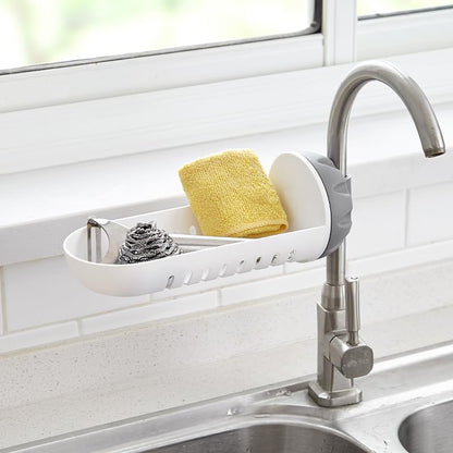Dual Tier Faucet Shelving, Lightweight PP Material, pack of 1, Light Grey/Dark Grey